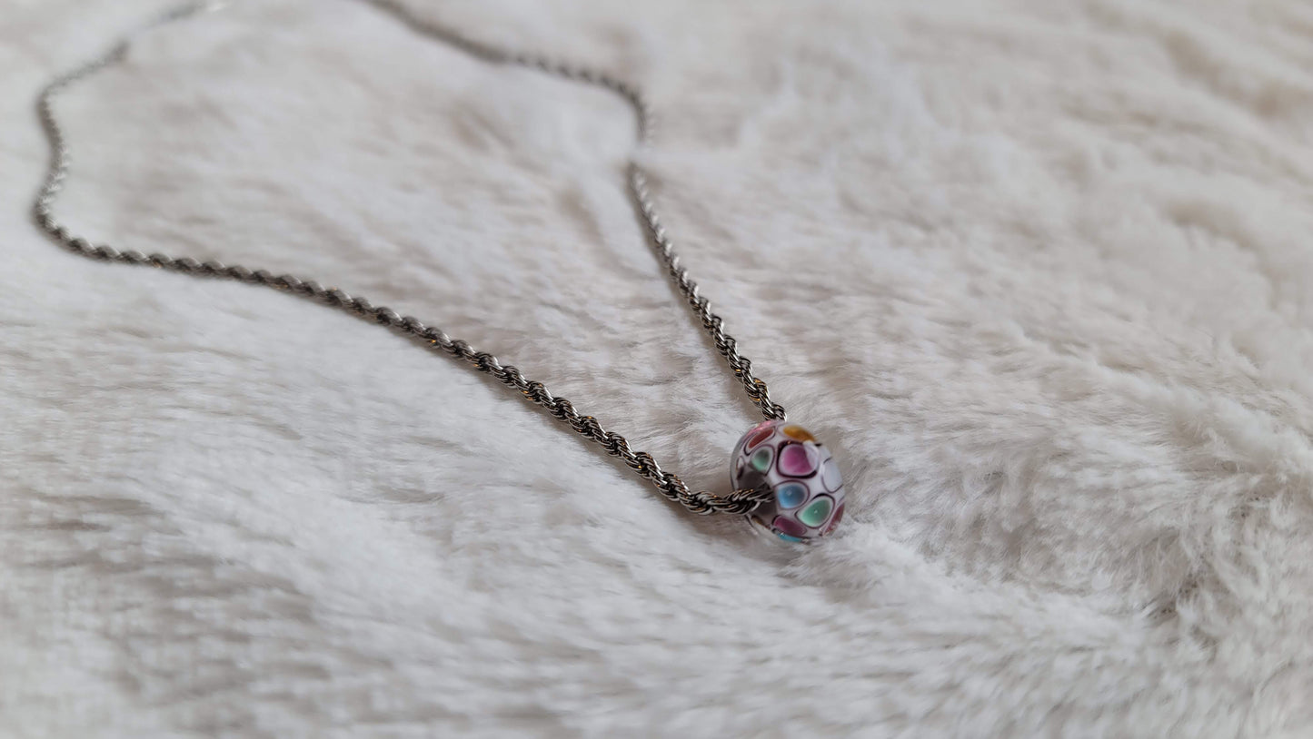 Blossom Mosaic Necklace Tathara Beaded Necklace Diagonal Photo.