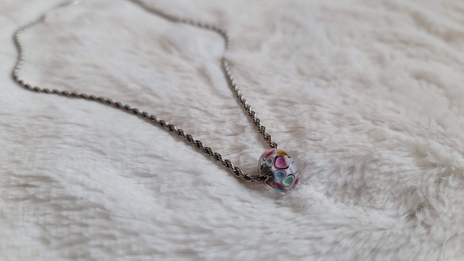 Blossom Mosaic Necklace  Tathara Beaded Necklace Diagonal Photo.