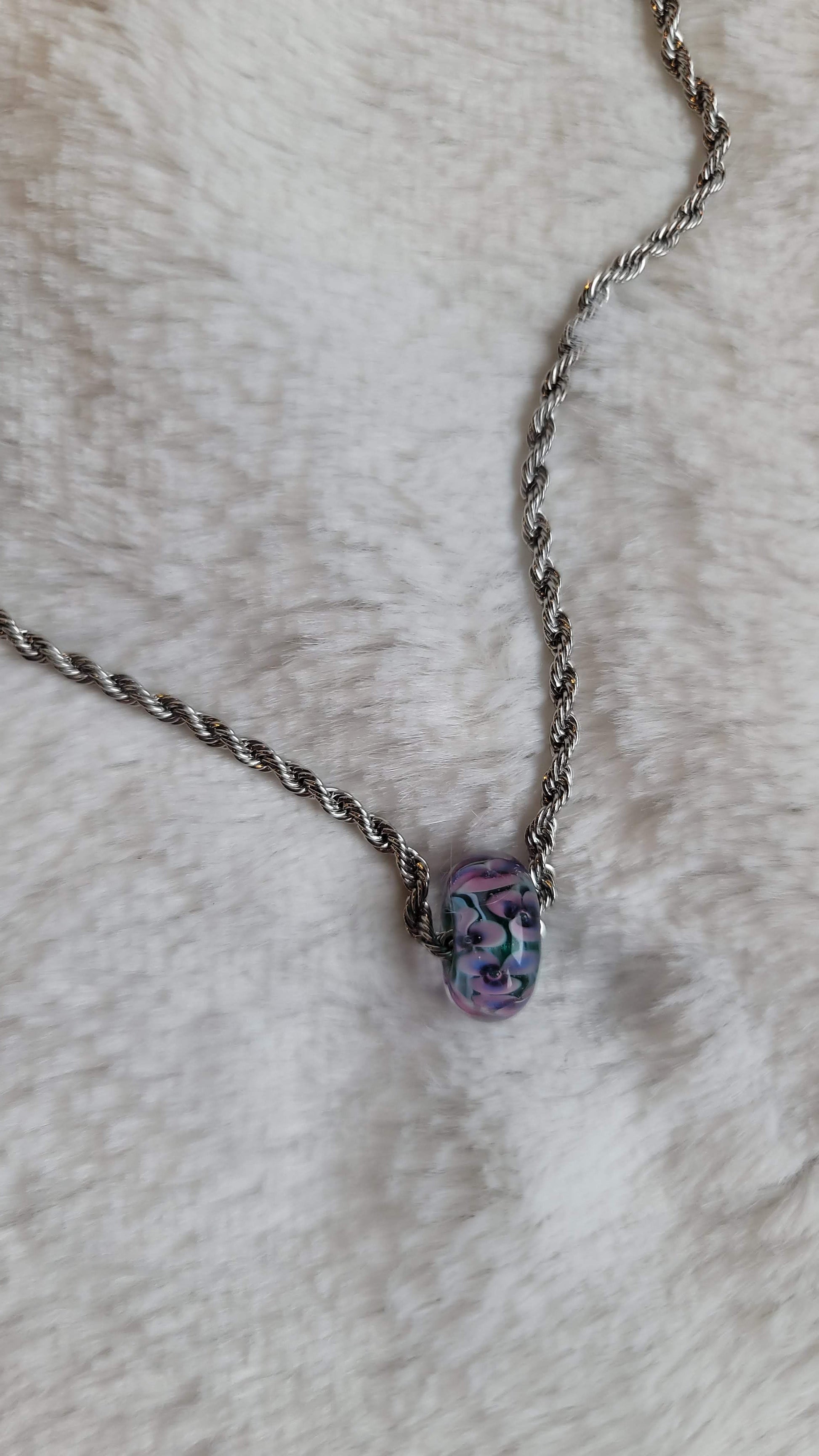 Pink Petals Necklace  Tathara Beaded Necklace Close Up.