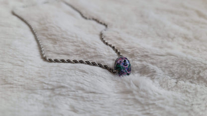 Pink Petals Necklace  Tathara Beaded Necklace Diagonal Photo.