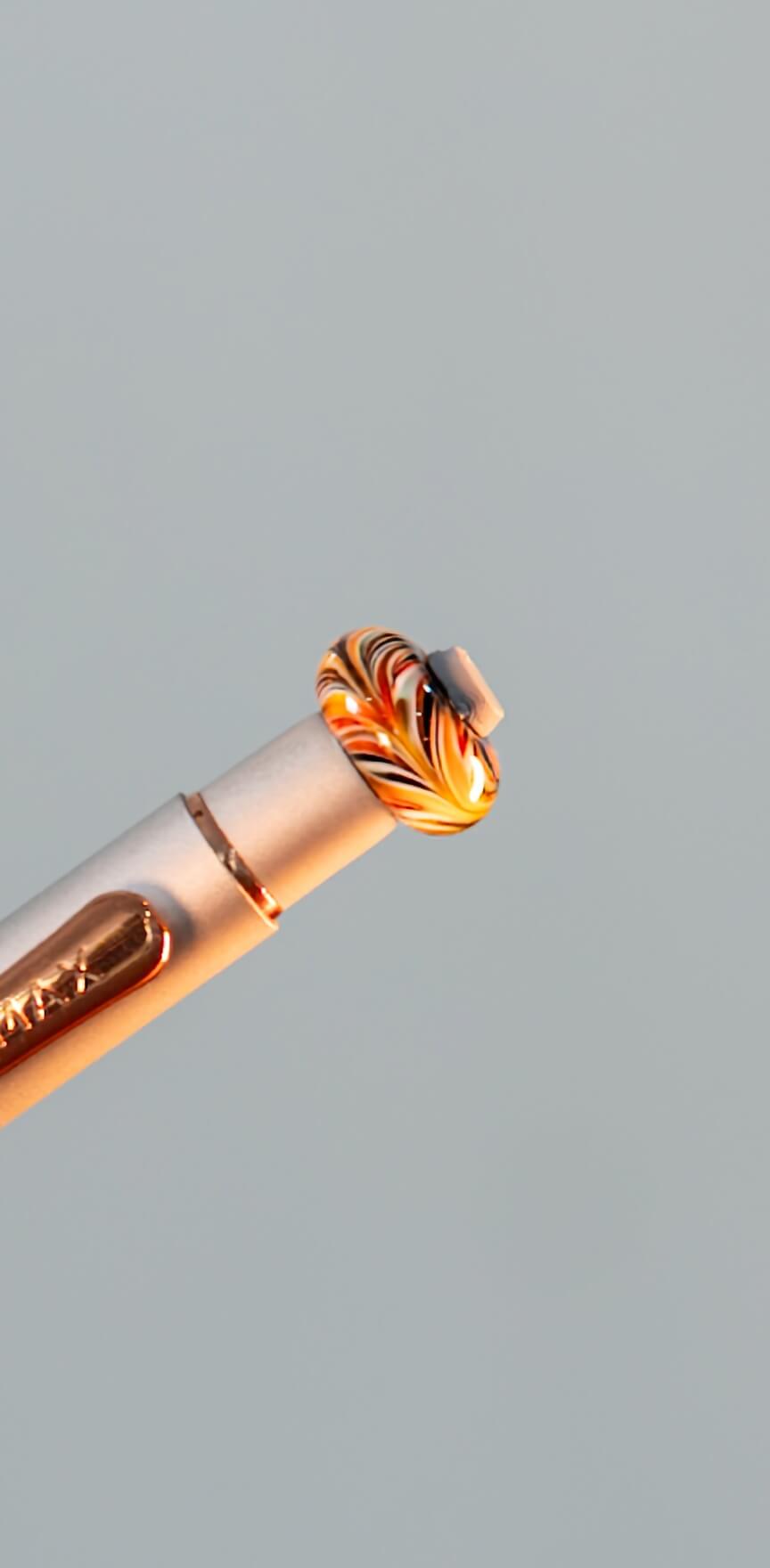 Tathara Unomax Beaded Pen. Fiery Feather Pen.