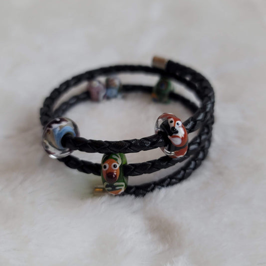 Wildlife Wanderer Leather Bracelet  Tathara Beaded Leather Bracelet 1.